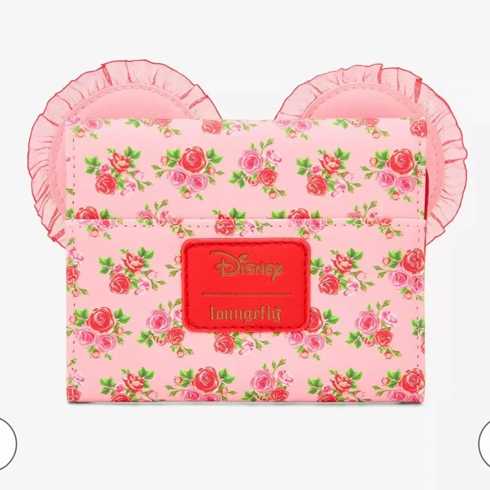 Loungefly Disney Minnie Mouse Pink & Red Roses Figural Mini Flap Wallet